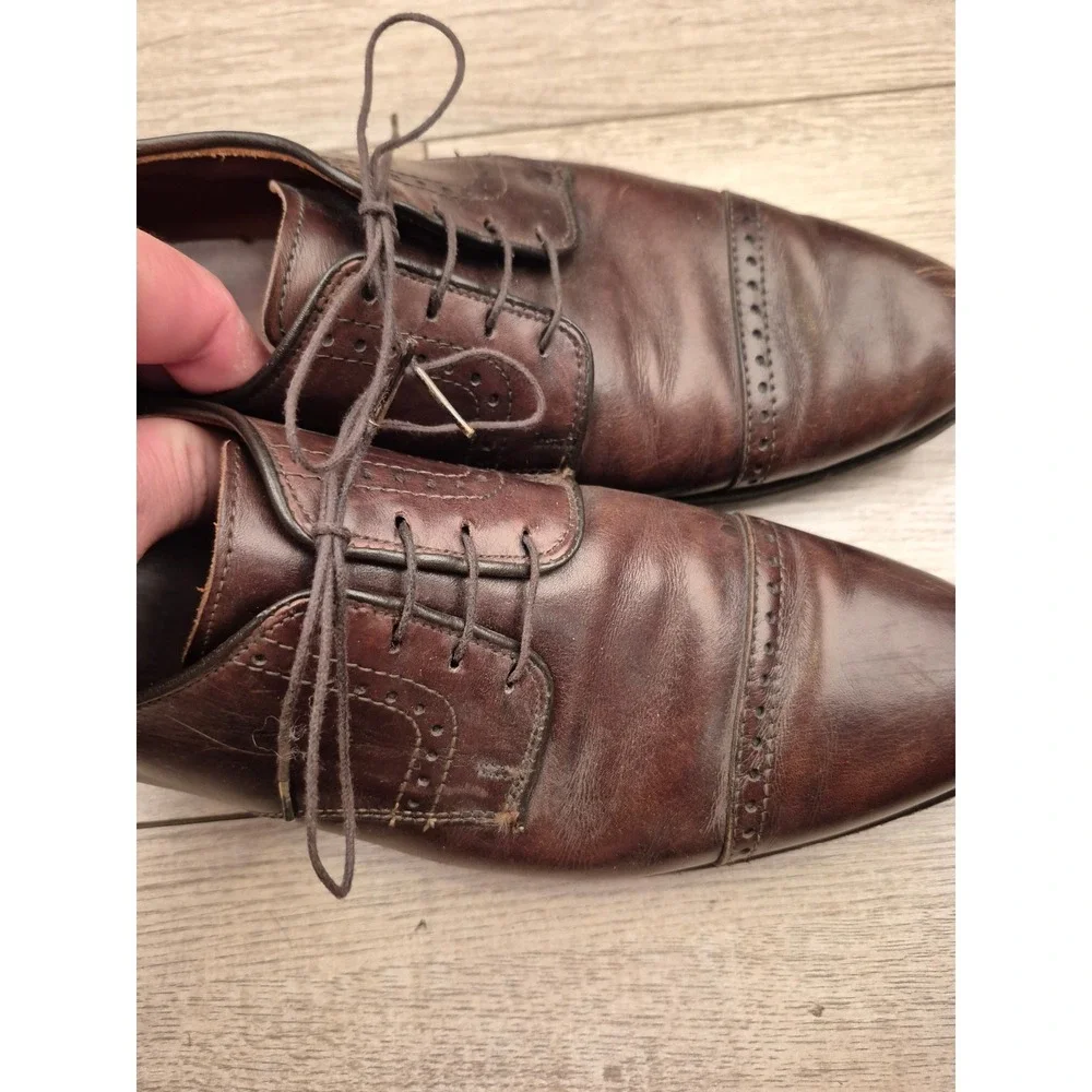 Allen Edmonds Fifth Avenue Brown‎ Leather Cap Toe Brogue Derby Shoes Mens 10.5 D